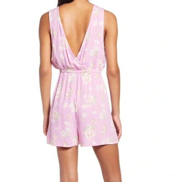 Bp Women BNWOT Purple Floral "anna" Shorts Romper Vneck - Picture 2 of 6